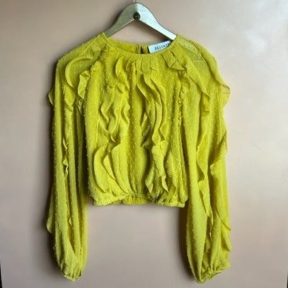 ELLIATT Long Sleeve Ruffle Crop Top